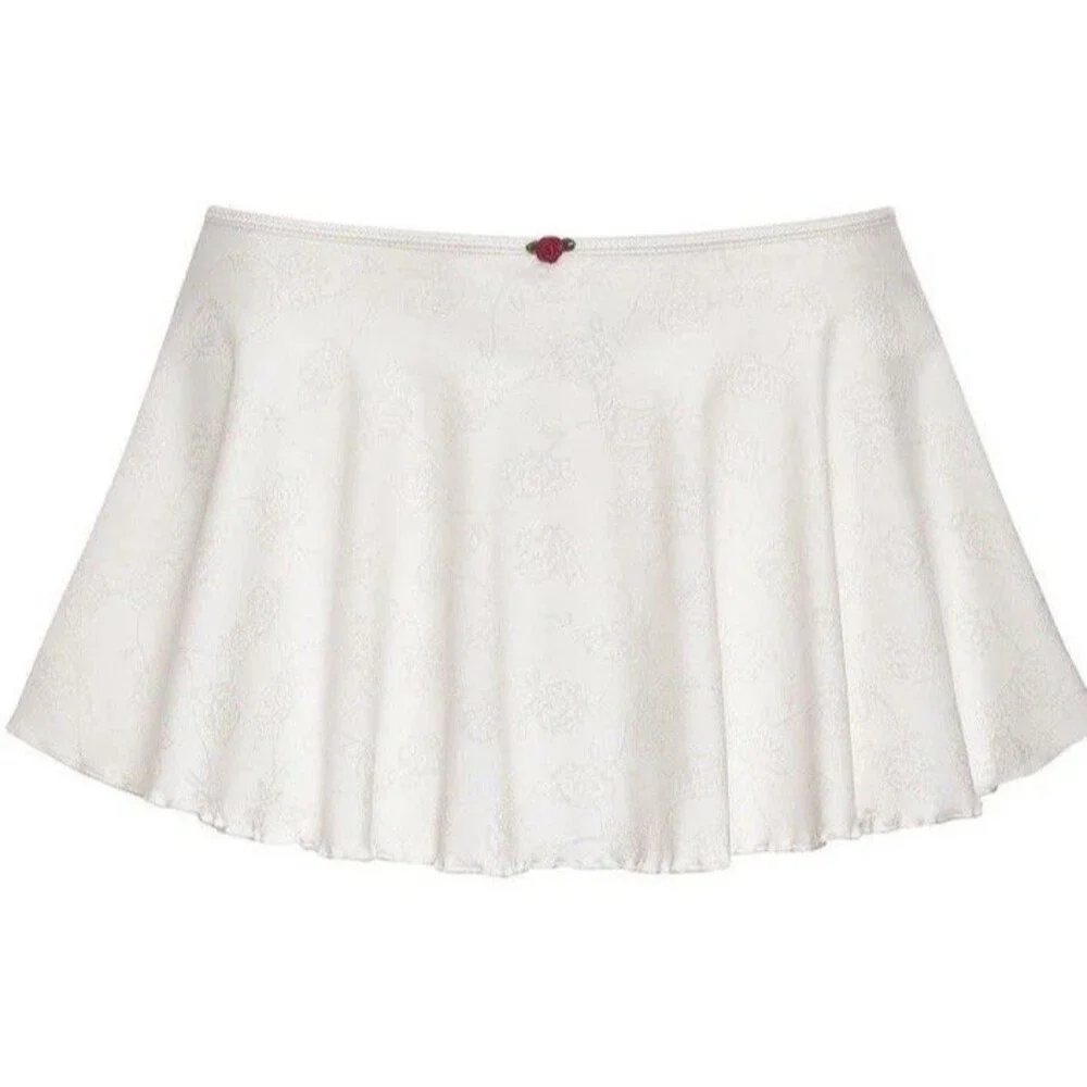 Frankies Bikinis Active XS White Floral Jacquard Swim‎ Cover Up Mini Skirt